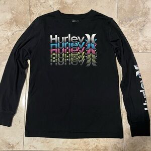 Hurley Kids  Black Long Sleeve Tee with Multicolor Logo
